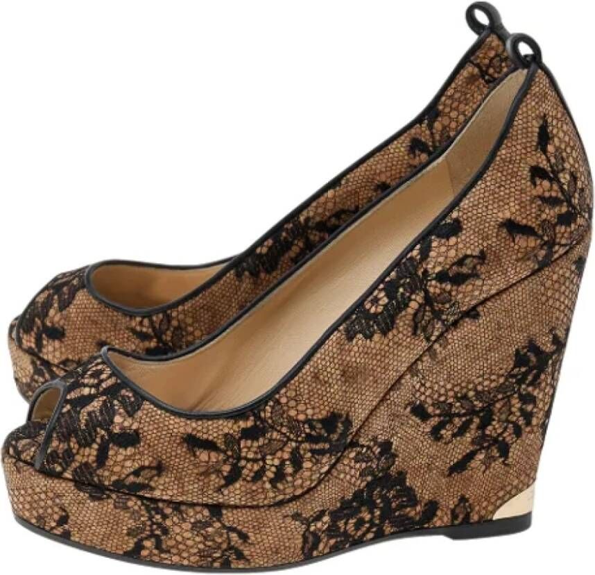 Jimmy Choo Pre-owned Lace heels Beige Dames