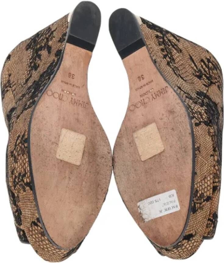 Jimmy Choo Pre-owned Lace heels Beige Dames
