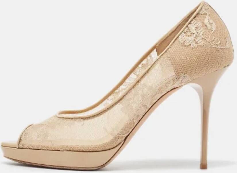 Jimmy Choo Pre-owned Lace heels Beige Dames