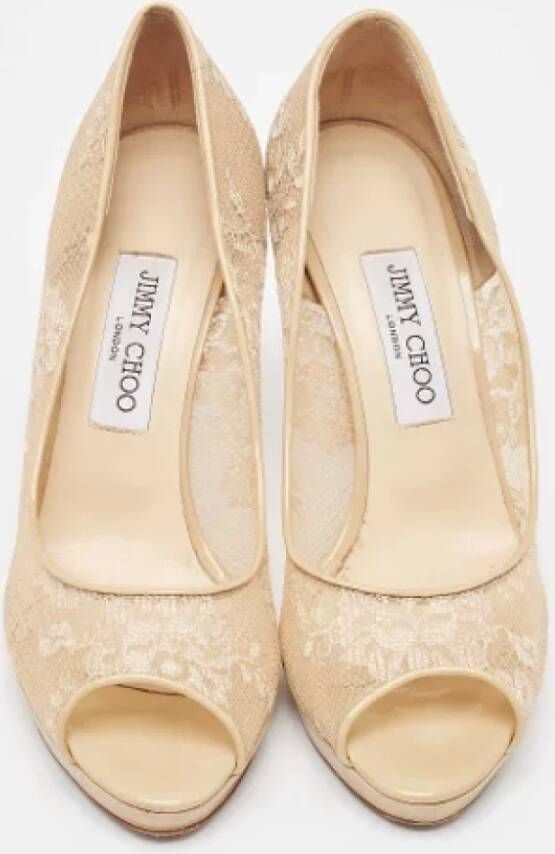 Jimmy Choo Pre-owned Lace heels Beige Dames