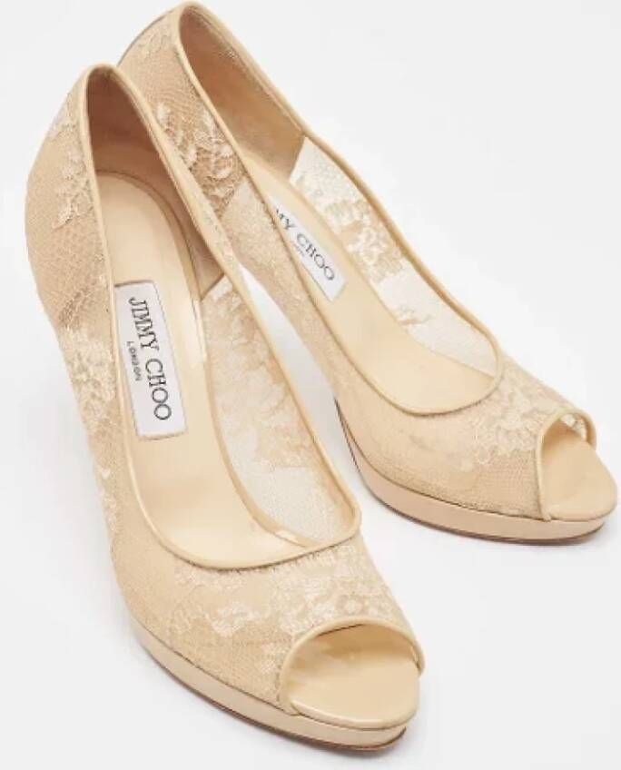 Jimmy Choo Pre-owned Lace heels Beige Dames