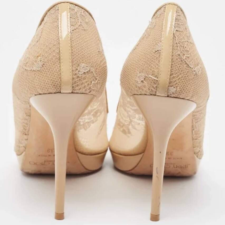 Jimmy Choo Pre-owned Lace heels Beige Dames