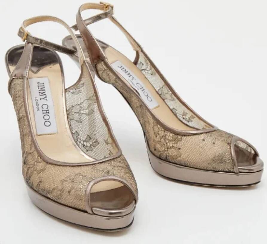 Jimmy Choo Pre-owned Lace heels Brown Dames