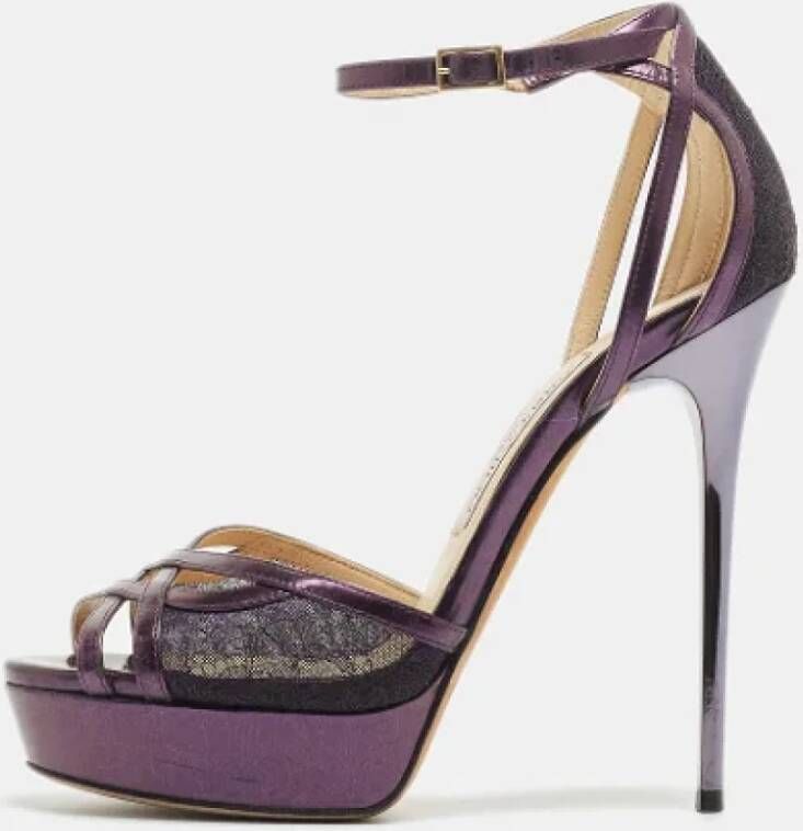 Jimmy Choo Pre-owned Lace sandals Purple Dames