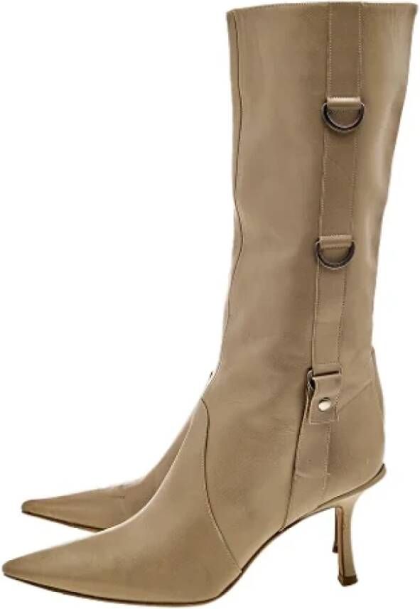 Jimmy Choo Pre-owned Leather boots Beige Dames