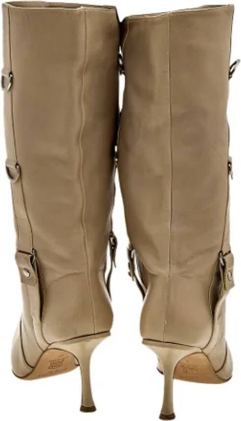 Jimmy Choo Pre-owned Leather boots Beige Dames