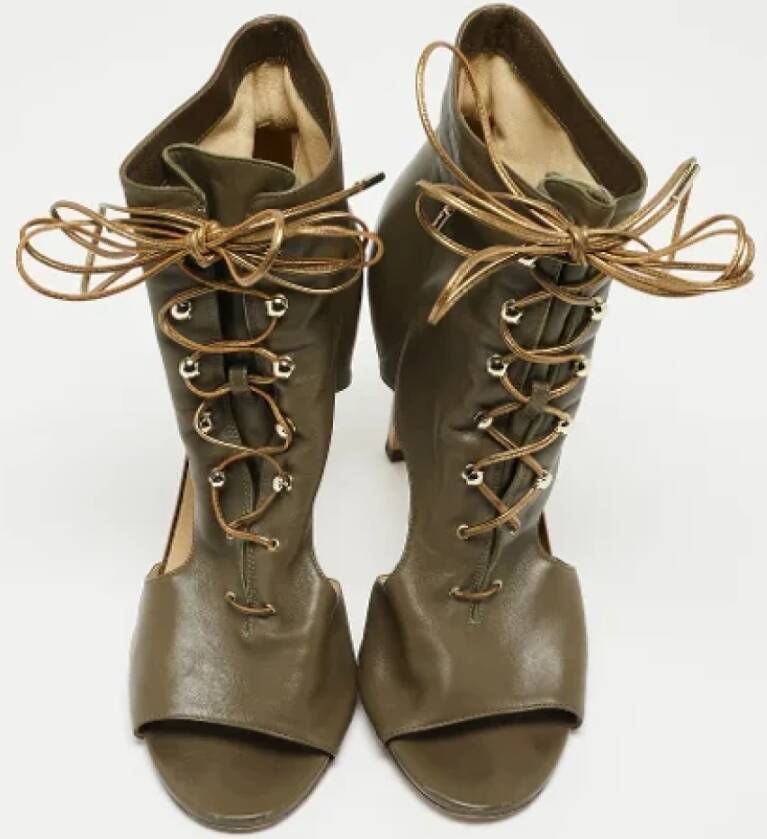 Jimmy Choo Pre-owned Leather boots Green Dames