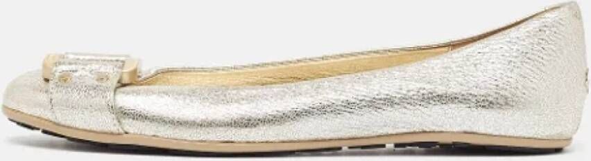 Jimmy Choo Pre-owned Leather flats Gray Dames