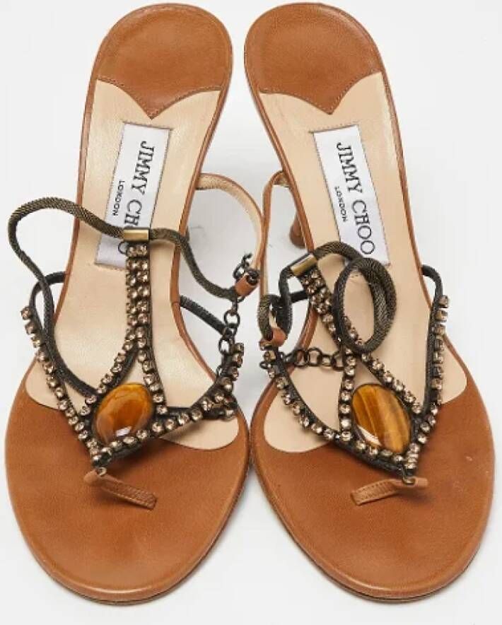Jimmy Choo Pre-owned Leather sandals Brown Dames