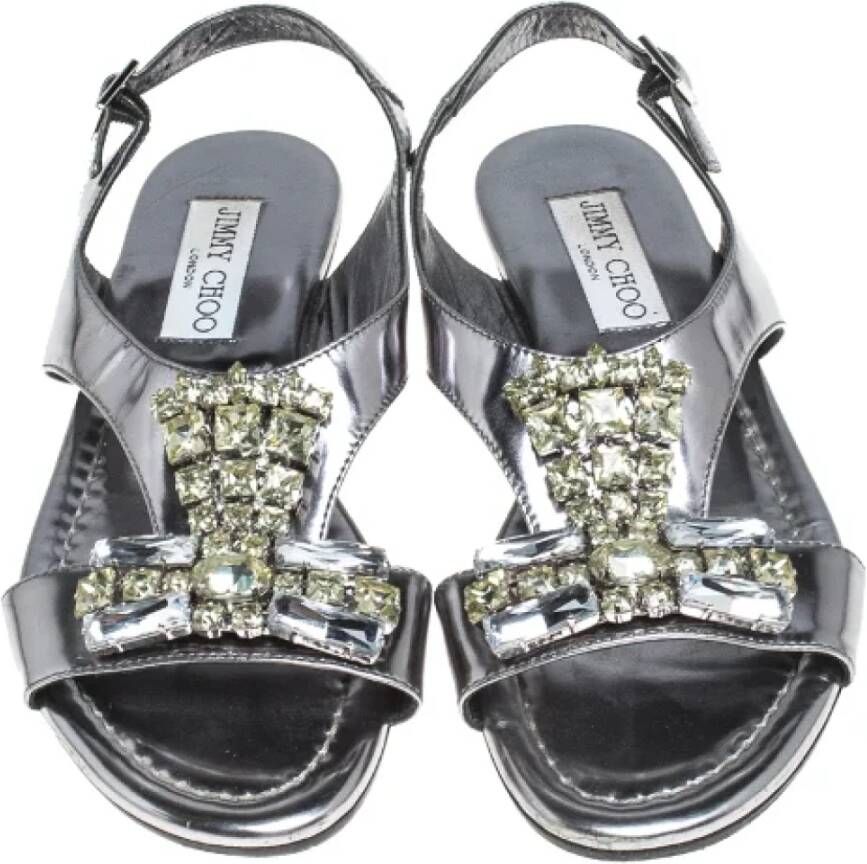 Jimmy Choo Pre-owned Leather sandals Gray Dames