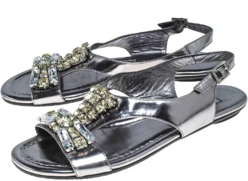 Jimmy Choo Pre-owned Leather sandals Gray Dames