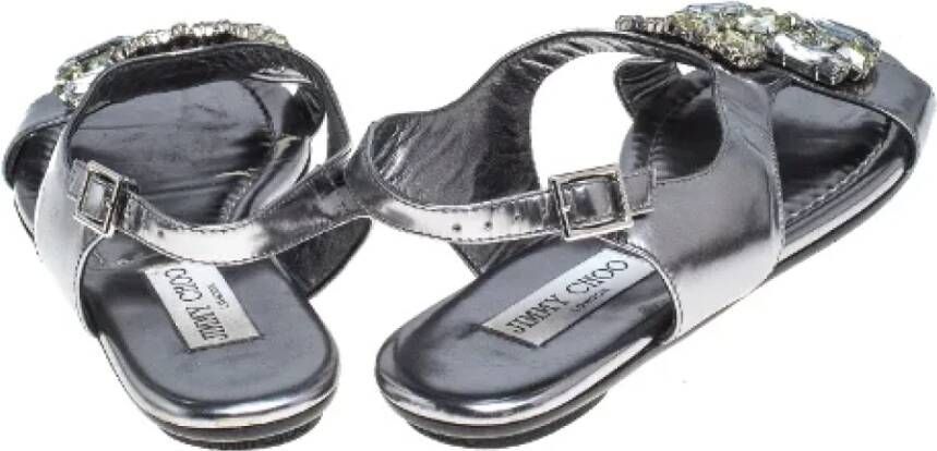 Jimmy Choo Pre-owned Leather sandals Gray Dames