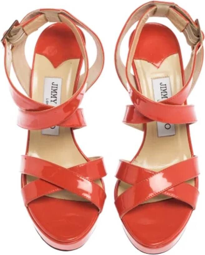 Jimmy Choo Pre-owned Leather sandals Orange Dames