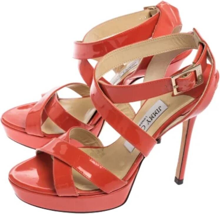 Jimmy Choo Pre-owned Leather sandals Orange Dames