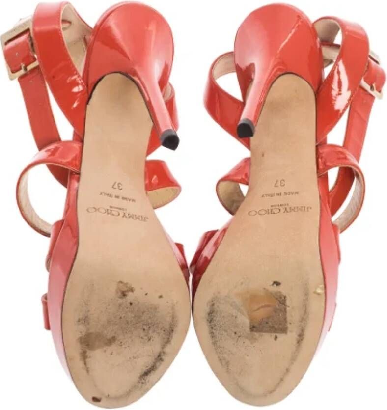 Jimmy Choo Pre-owned Leather sandals Orange Dames