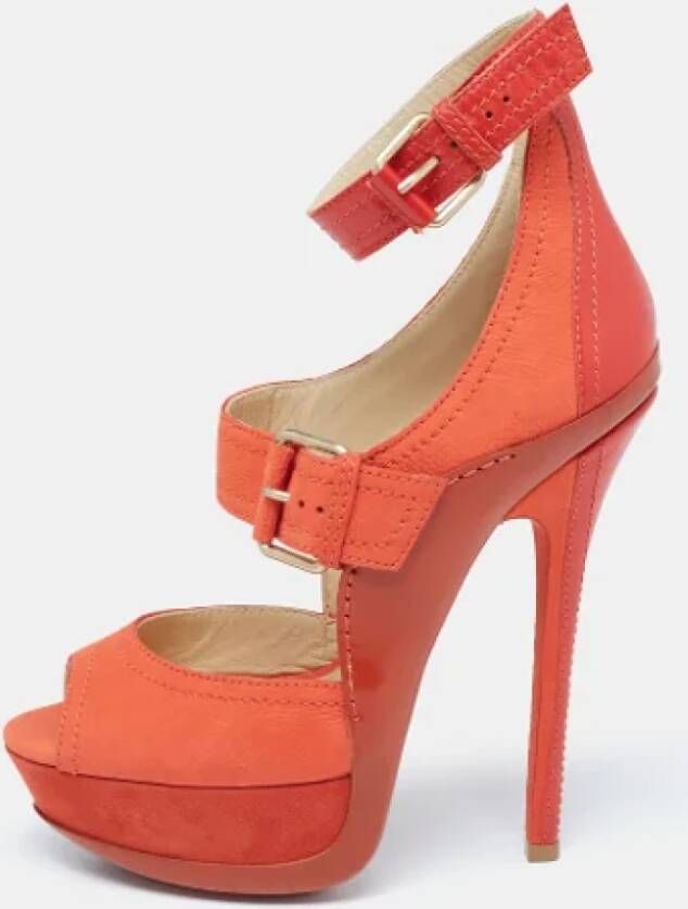 Jimmy Choo Pre-owned Leather sandals Orange Dames