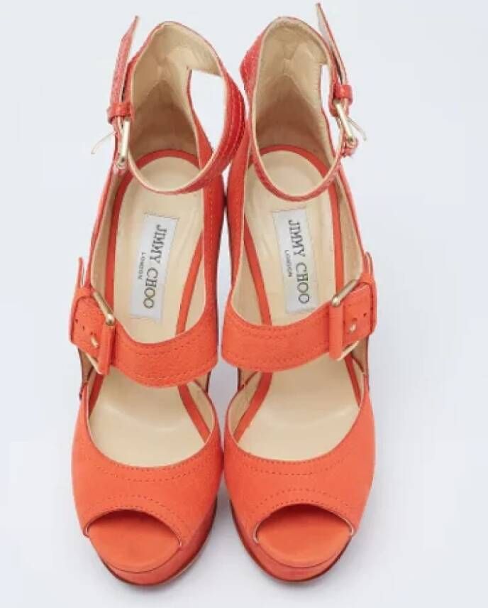 Jimmy Choo Pre-owned Leather sandals Orange Dames