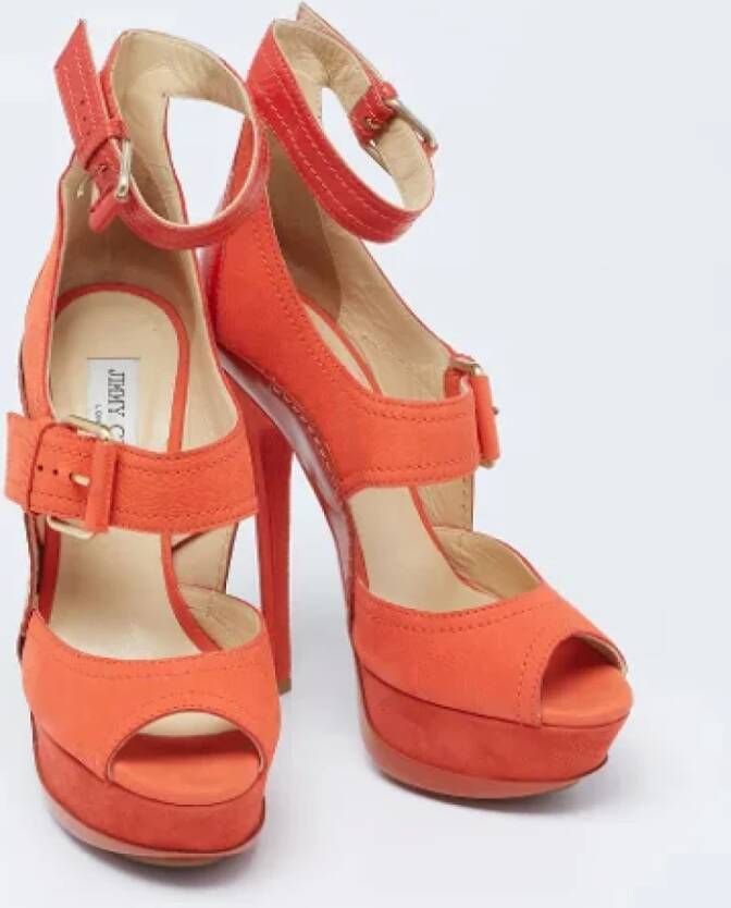 Jimmy Choo Pre-owned Leather sandals Orange Dames