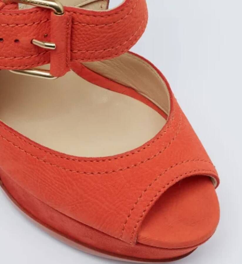 Jimmy Choo Pre-owned Leather sandals Orange Dames