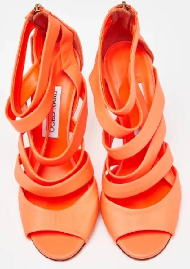 Jimmy Choo Pre-owned Leather sandals Orange Dames