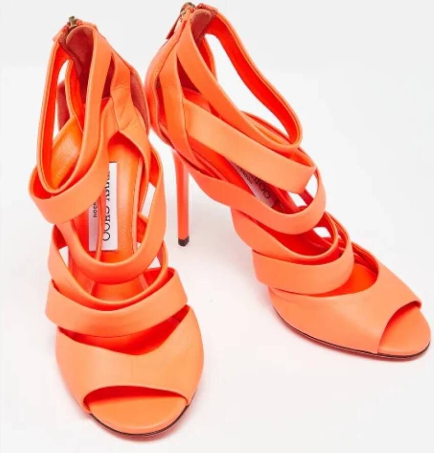 Jimmy Choo Pre-owned Leather sandals Orange Dames