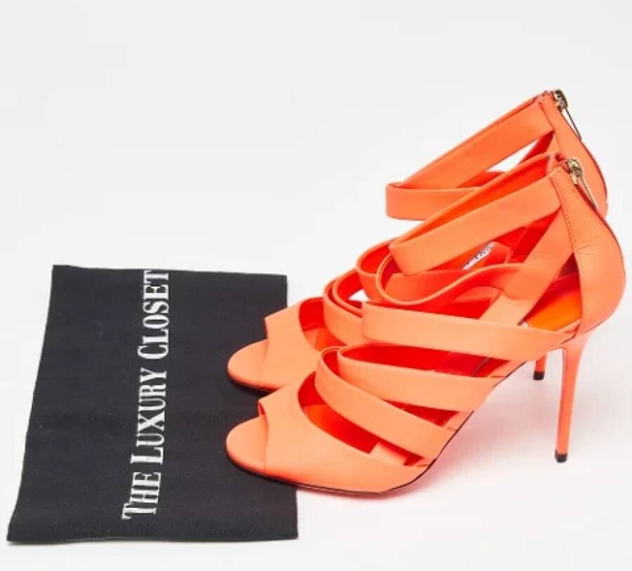 Jimmy Choo Pre-owned Leather sandals Orange Dames