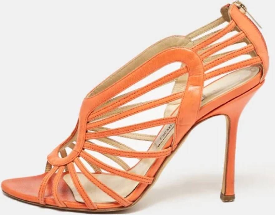 Jimmy Choo Pre-owned Leather sandals Orange Dames