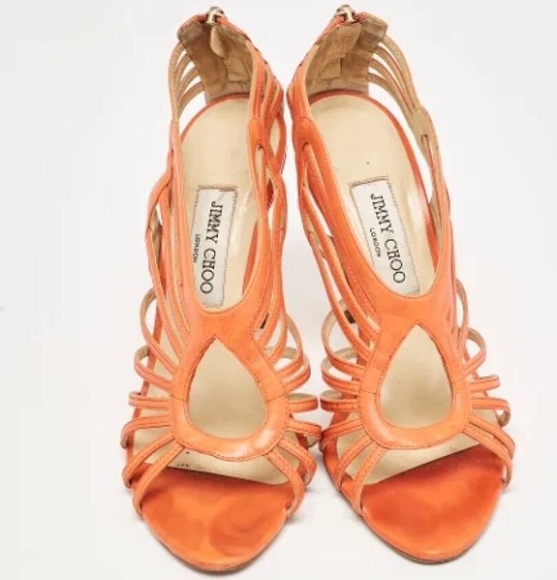 Jimmy Choo Pre-owned Leather sandals Orange Dames