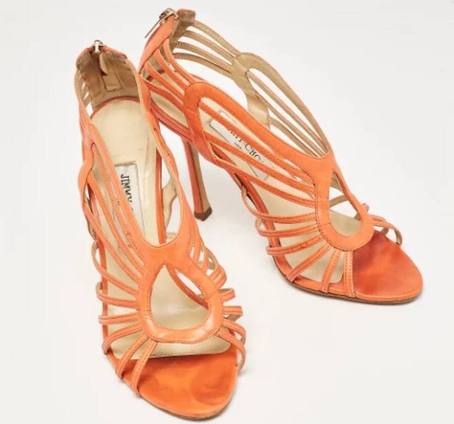 Jimmy Choo Pre-owned Leather sandals Orange Dames