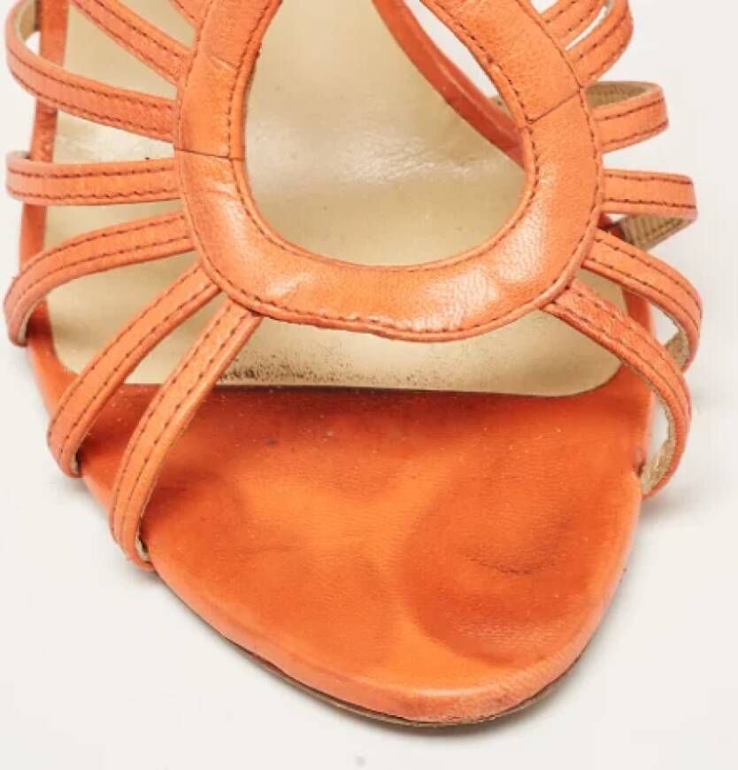 Jimmy Choo Pre-owned Leather sandals Orange Dames