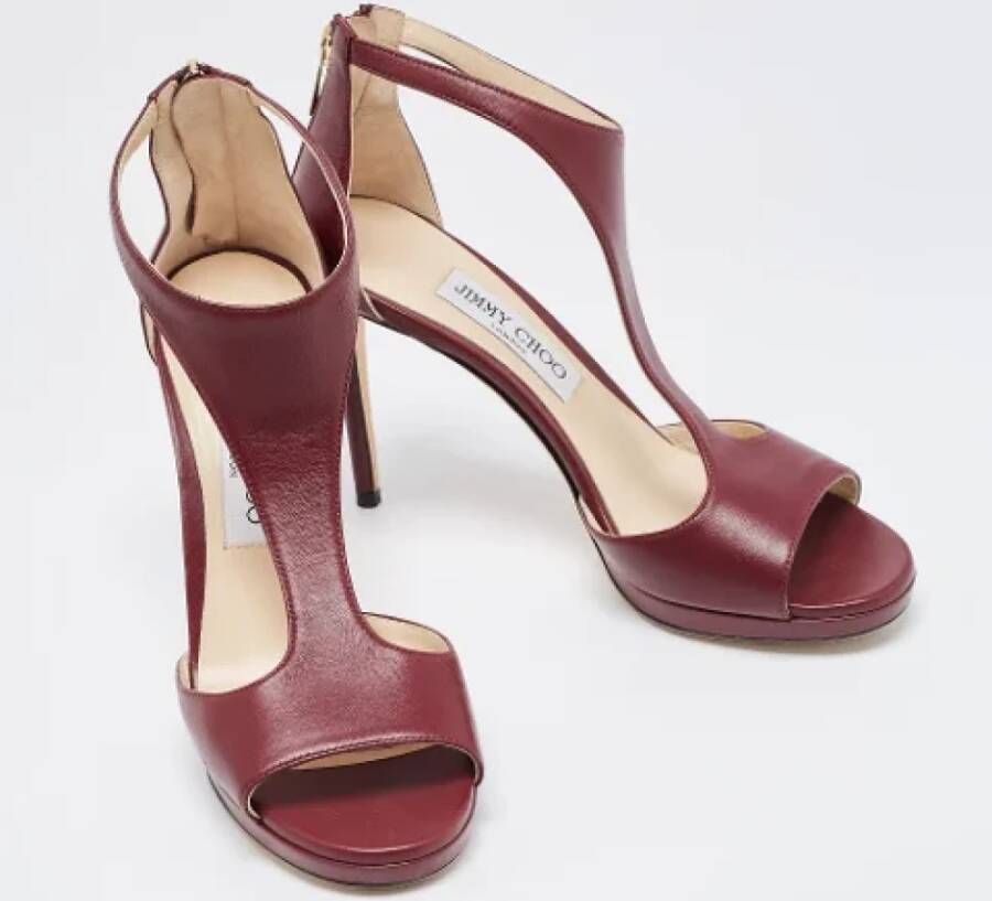 Jimmy Choo Pre-owned Leather sandals Red Dames