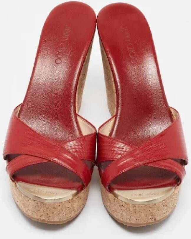 Jimmy Choo Pre-owned Leather sandals Red Dames