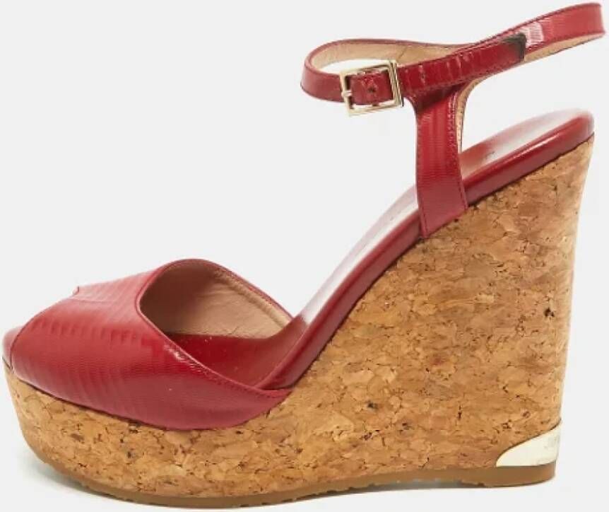 Jimmy Choo Pre-owned Leather sandals Red Dames