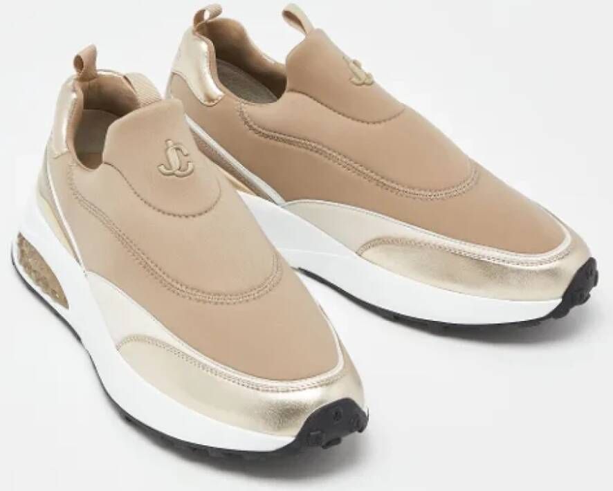 Jimmy Choo Pre-owned Leather sneakers Beige Dames