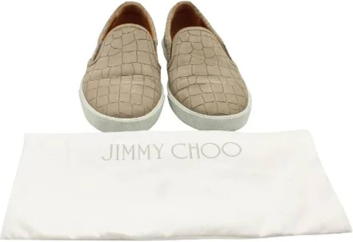 Jimmy Choo Pre-owned Leather sneakers Beige Dames