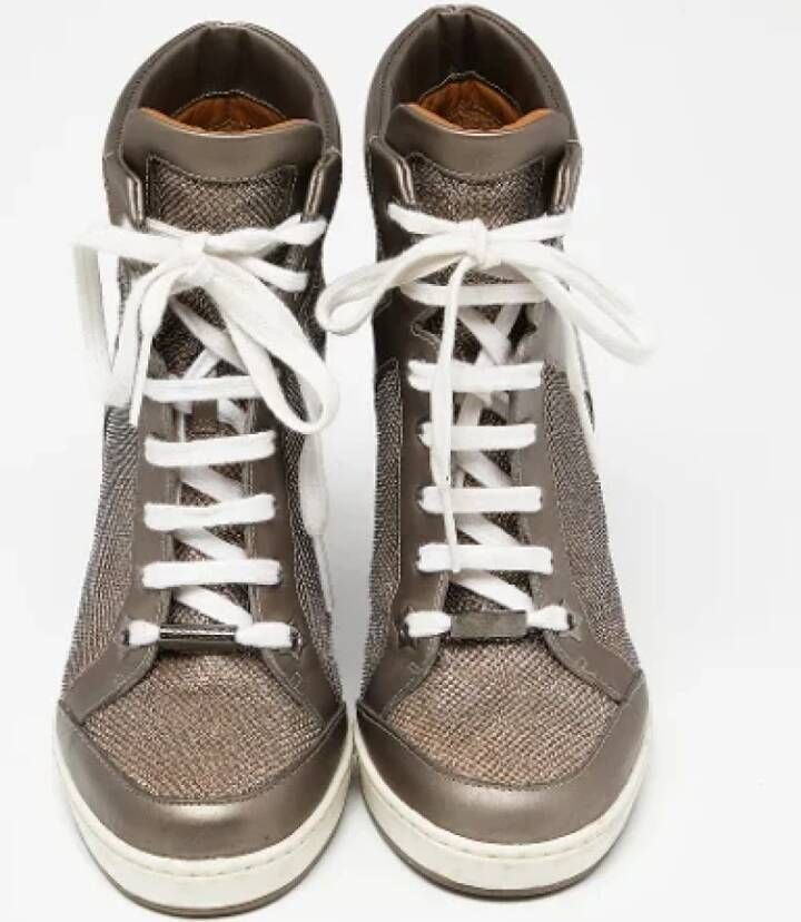 Jimmy Choo Pre-owned Leather sneakers Gray Dames