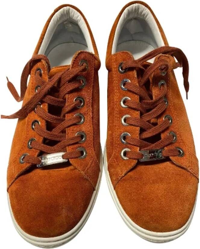 Jimmy Choo Pre-owned Leather sneakers Orange Dames