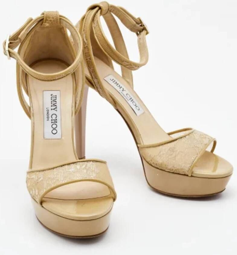 Jimmy Choo Pre-owned Mesh sandals Beige Dames