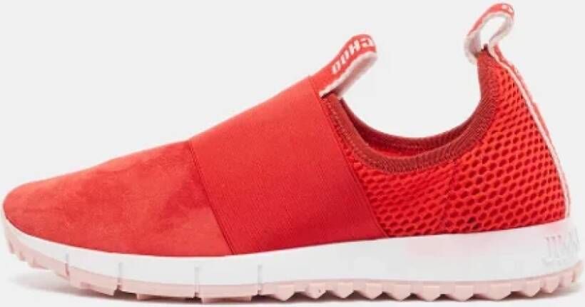 Jimmy Choo Pre-owned Mesh sneakers Red Dames