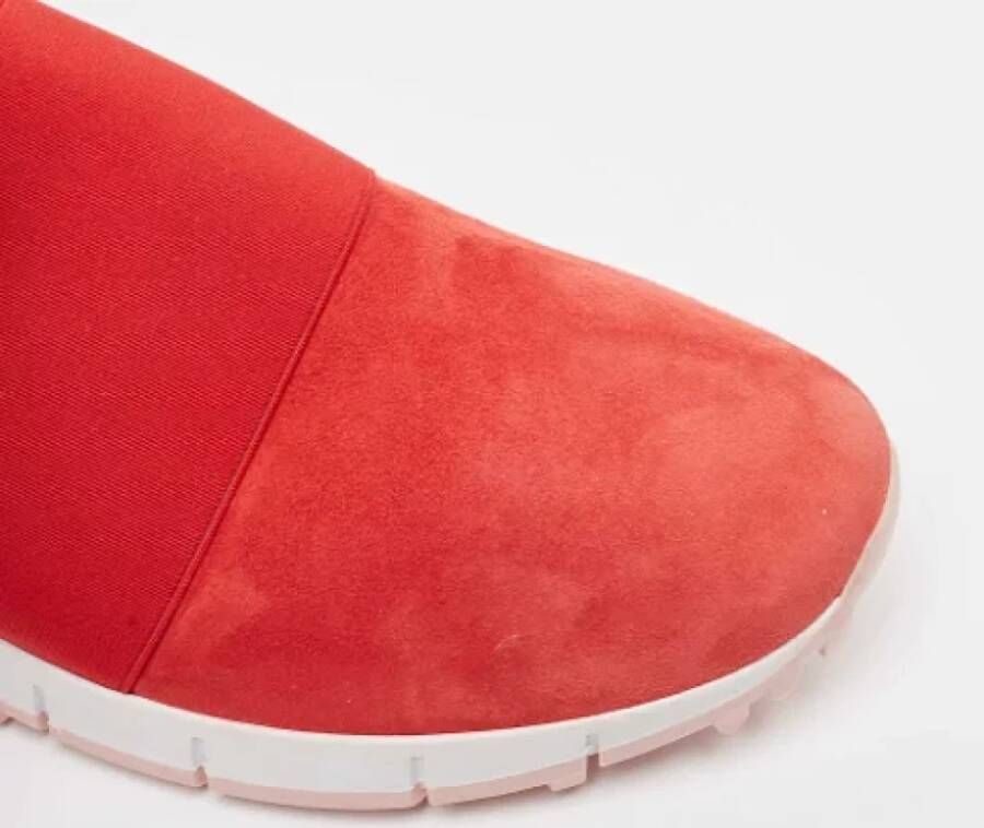 Jimmy Choo Pre-owned Mesh sneakers Red Dames