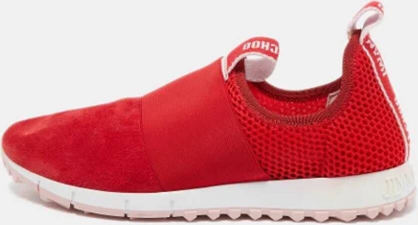 Jimmy Choo Pre-owned Mesh sneakers Red Dames