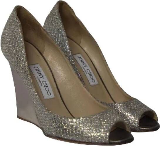 Jimmy Choo Pre-owned Polyester heels Gray Dames