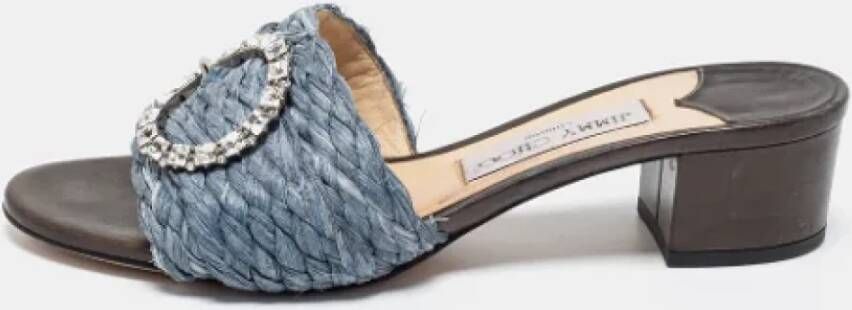 Jimmy Choo Pre-owned Raffia sandals Blue Dames