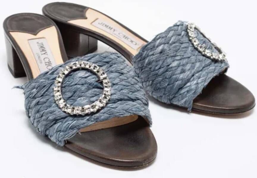 Jimmy Choo Pre-owned Raffia sandals Blue Dames