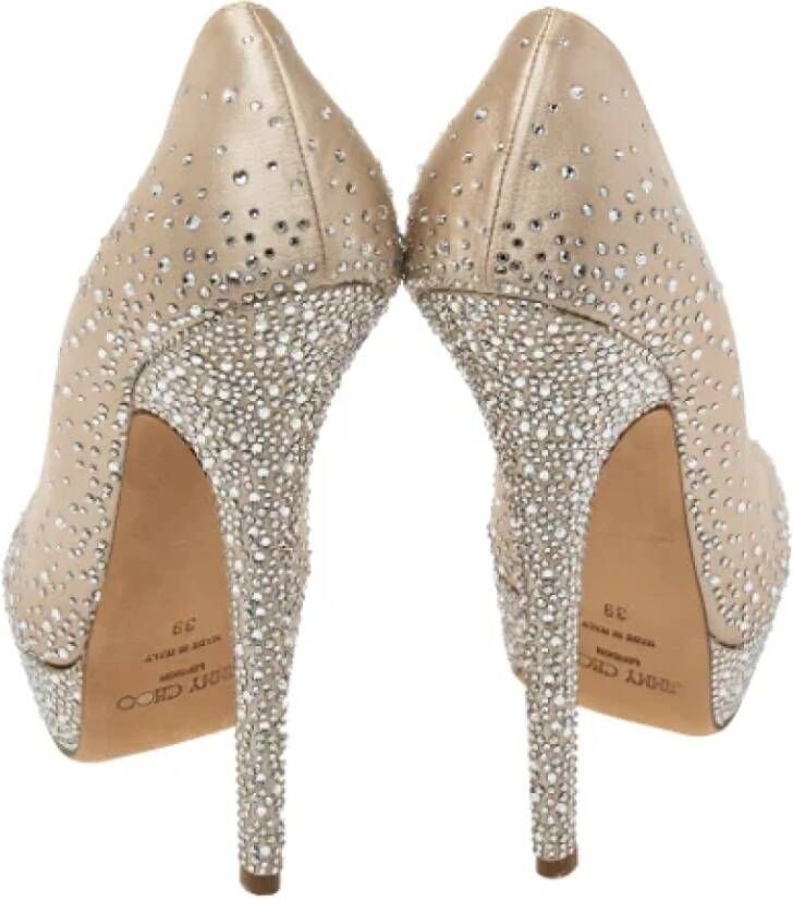 Jimmy Choo Pre-owned Satin heels Beige Dames