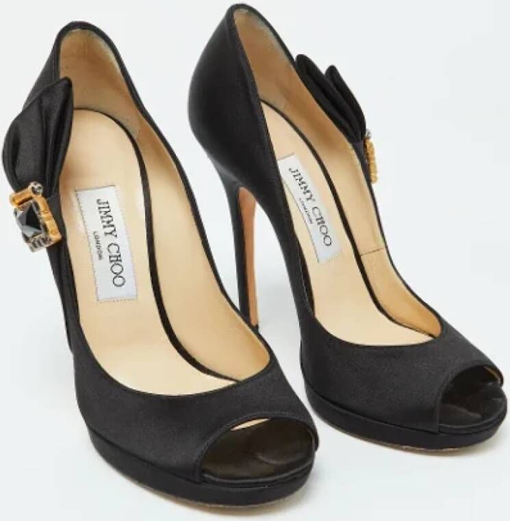 Jimmy Choo Pre-owned Satin heels Black Dames