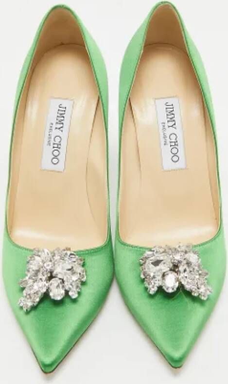 Jimmy Choo Pre-owned Satin heels Green Dames