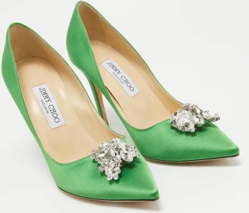 Jimmy Choo Pre-owned Satin heels Green Dames