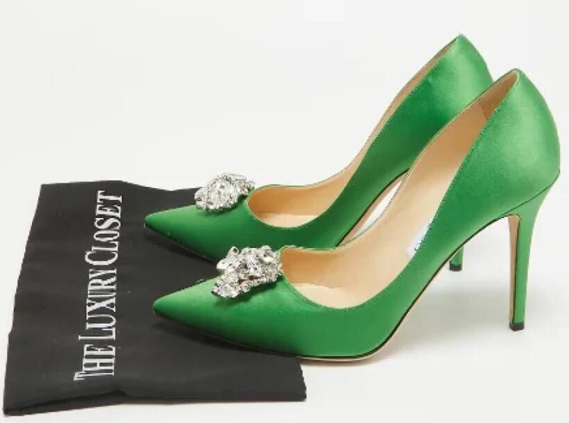 Jimmy Choo Pre-owned Satin heels Green Dames