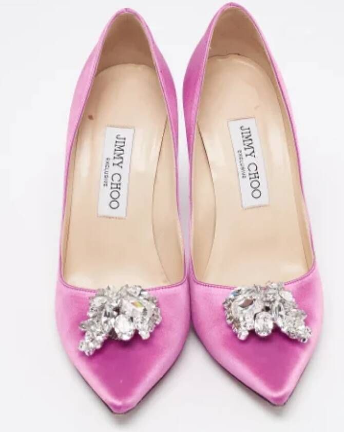 Jimmy Choo Pre-owned Satin heels Pink Dames